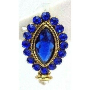 Gold Oxidized Women Earring Stud Jewelry PushBack Classy Gift-Rhinestone Bead 20